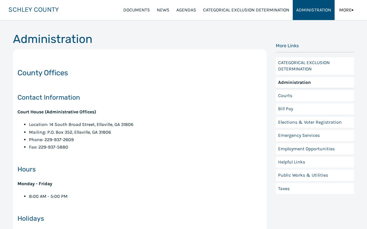 Schley County warrant records county administration contact